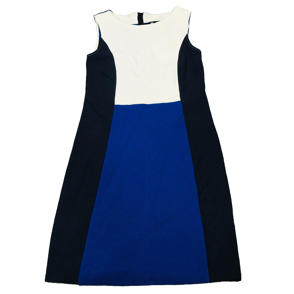 Boden Womens 6R Geraldine Ottoman Dress Colorblock White Blue Ribbed Flaw NWT G2